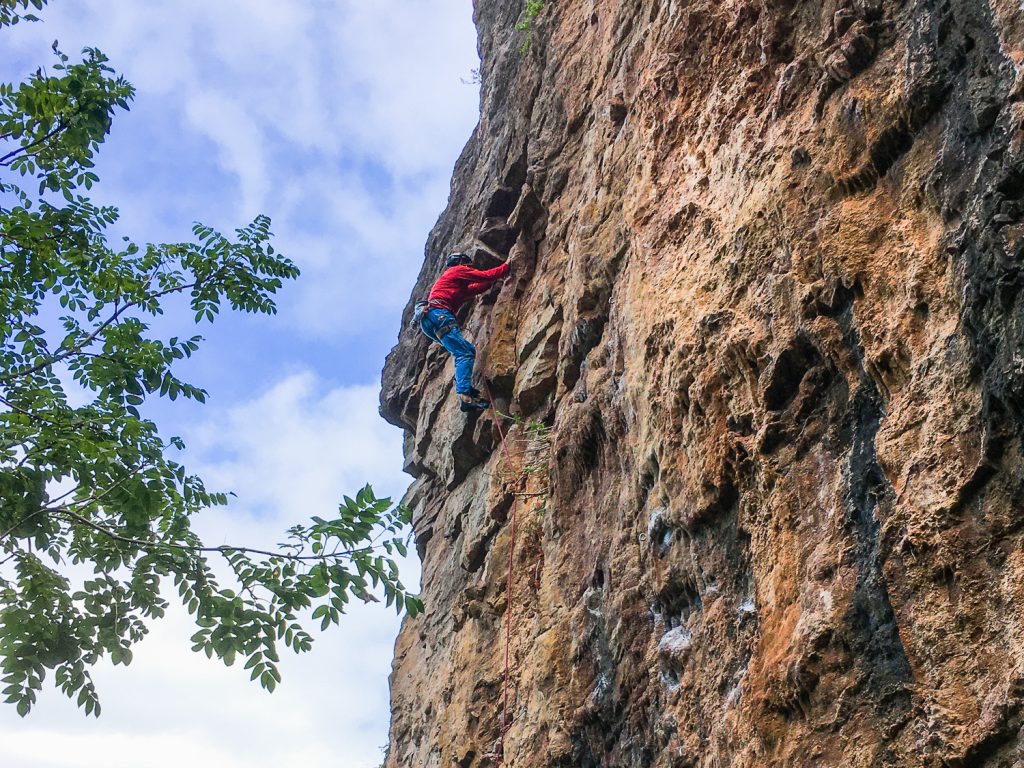 Penmaen Head Rock Climbing - Mark on Blitzy's Jug  6a+